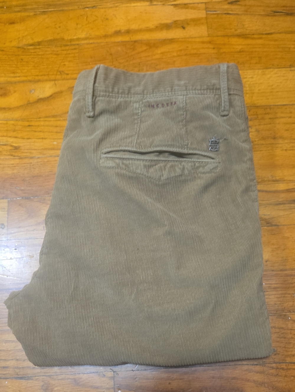 Incotex "Slacks" Slim Fit Corduroy Pants Men's 33 (32 x 28.5) Taupe Brown
